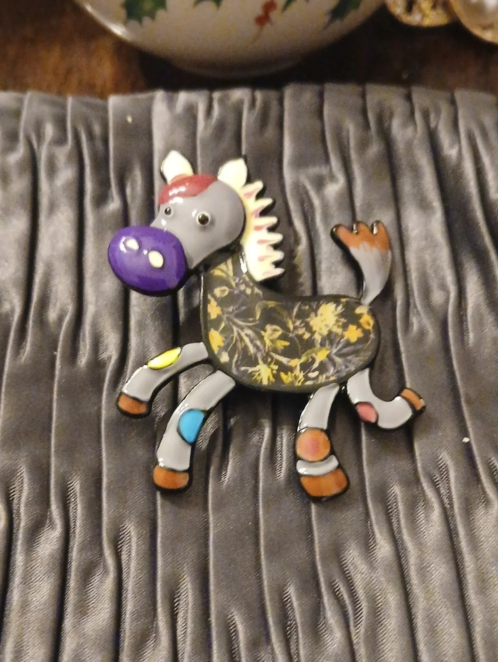 Whimsical Multi-Color Horse Brooch New